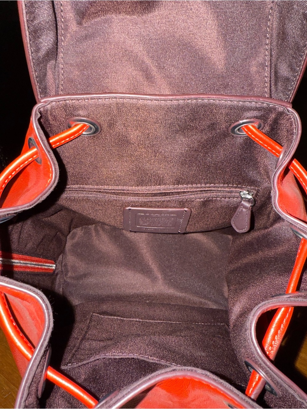 Coach Small Red Leather Pace Backpack with Front Pocket - Picture 6 of 9